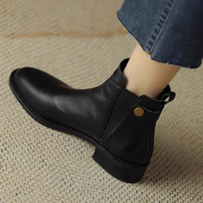 Botines mujer cuero plano elásticos estilo chelsea - Keira