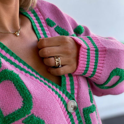 Cárdigan mujer punto jacquard estampado geométrico estilo colorido - Ninelle