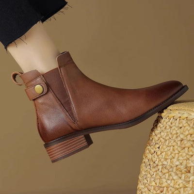 Botines mujer cuero plano elásticos estilo chelsea - Keira