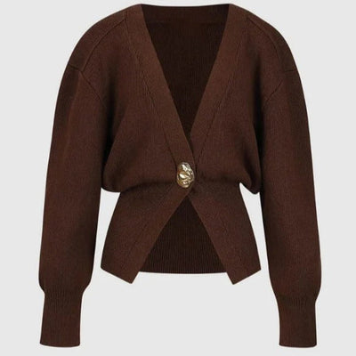 Cárdigan mujer punto grueso cruzado botón decorativo estilo chic - Romane
