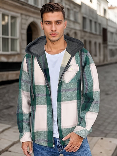 Chaqueta hombre cuadros con capucha casual - Pilato