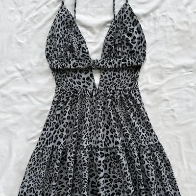 Vestido  corto mujer tirantes estilo animal print plisado - Enara