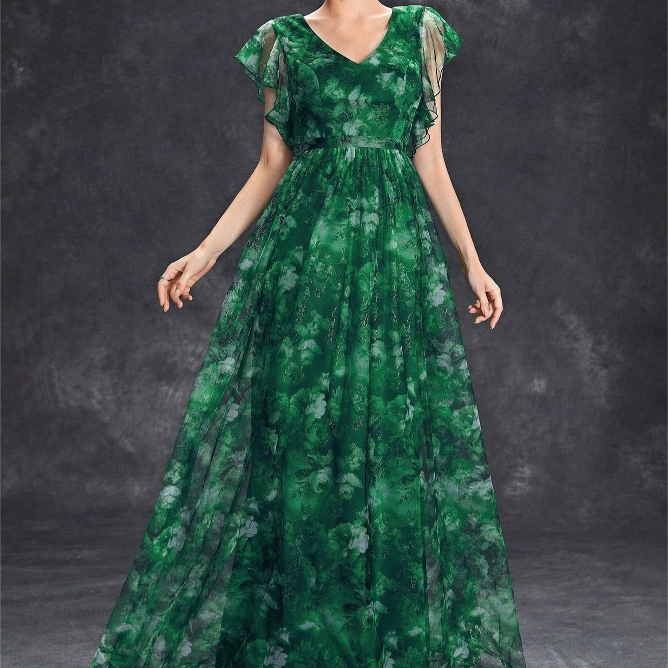 Vestido largo para mujer de gasa estampada estilo vaporoso - Mariana