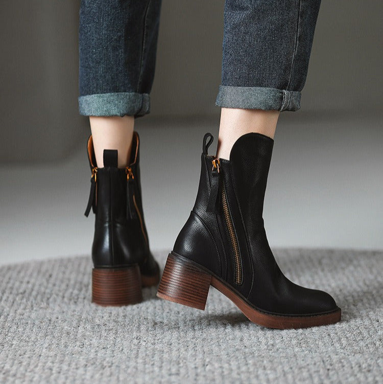 Botines mujer plataforma alta cremallera lateral estilo moderno - Grega