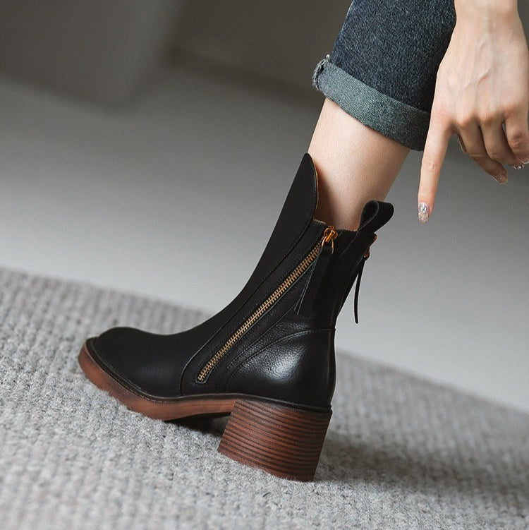 Botines mujer plataforma alta cremallera lateral estilo moderno - Grega