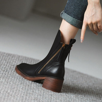 Botines mujer plataforma alta cremallera lateral estilo moderno - Grega