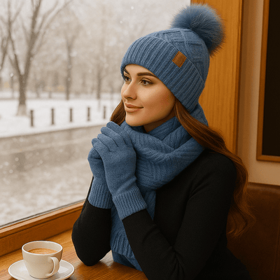 Gorro, bufanda y guantes para mujer efecto tejido suave - Yalena