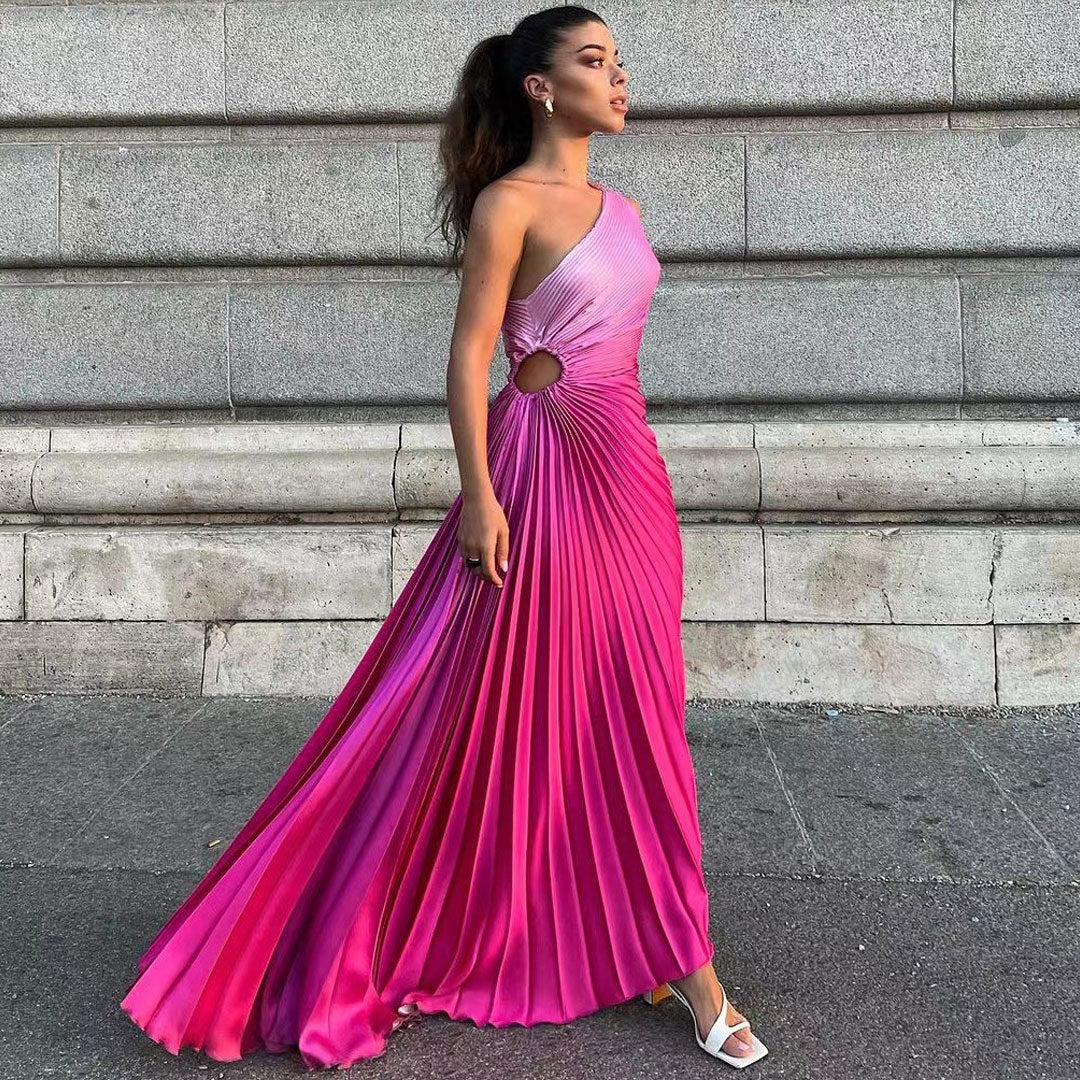 Whitney - Venta al por mayor Vestido plisado con degradado de colores