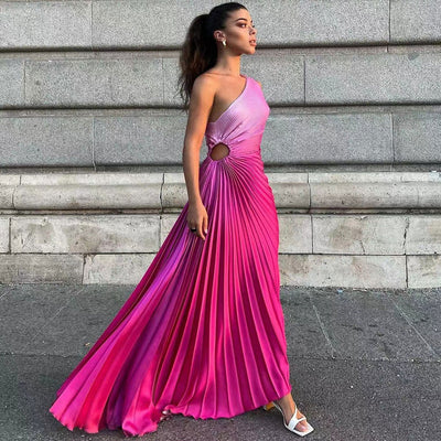 Whitney - Venta al por mayor Vestido plisado con degradado de colores