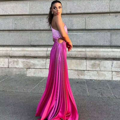 Whitney - Venta al por mayor Vestido plisado con degradado de colores