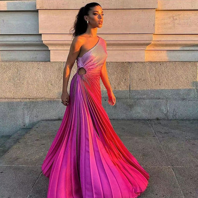 Whitney - Venta al por mayor Vestido plisado con degradado de colores