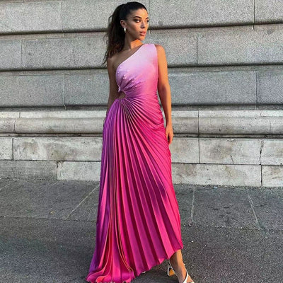 Whitney - Venta al por mayor Vestido plisado con degradado de colores