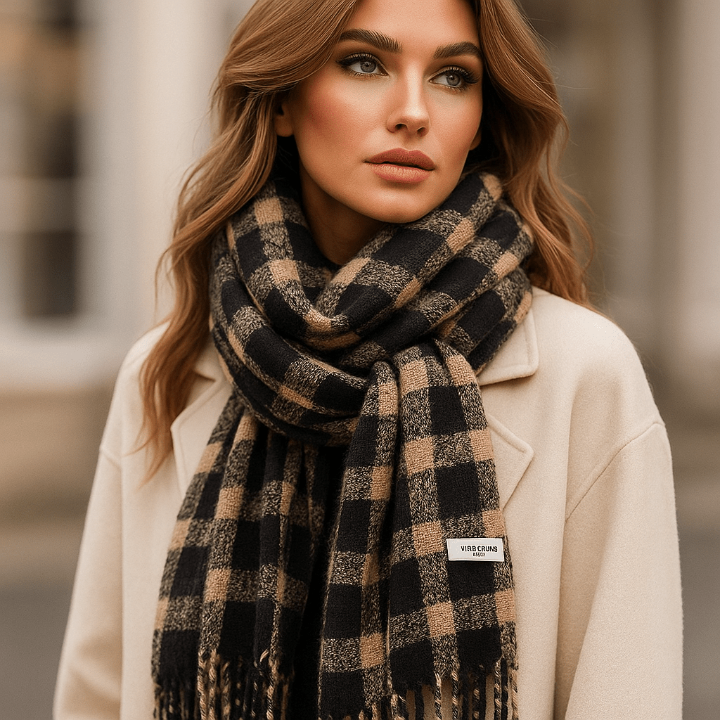 Pehmeä ja Tyylikäs Ruudullinen Huivi – Liora - EmiyoSuomi - Huivit