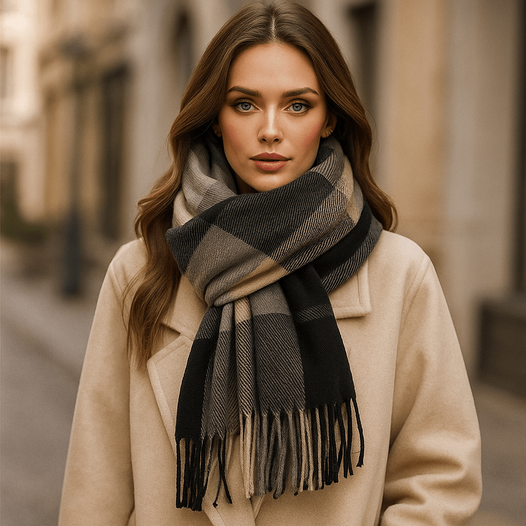 Pehmeä ja Tyylikäs Ruudullinen Huivi – Liora - EmiyoSuomi - Huivit
