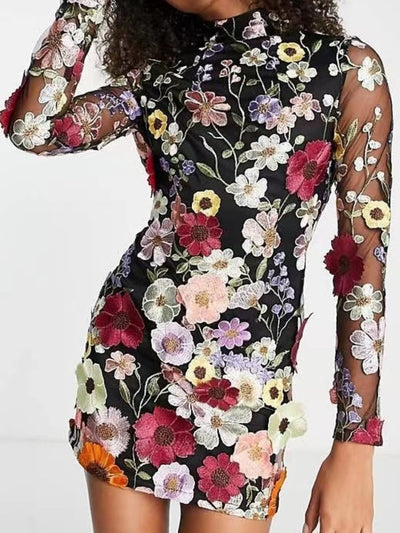Florina - Vestido de moda floral tridimensional