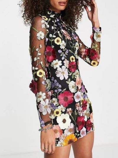 Florina - Vestido de moda floral tridimensional