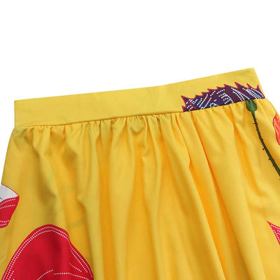 Maxi falda de mujer con estampado floral, de talle alto y elegante