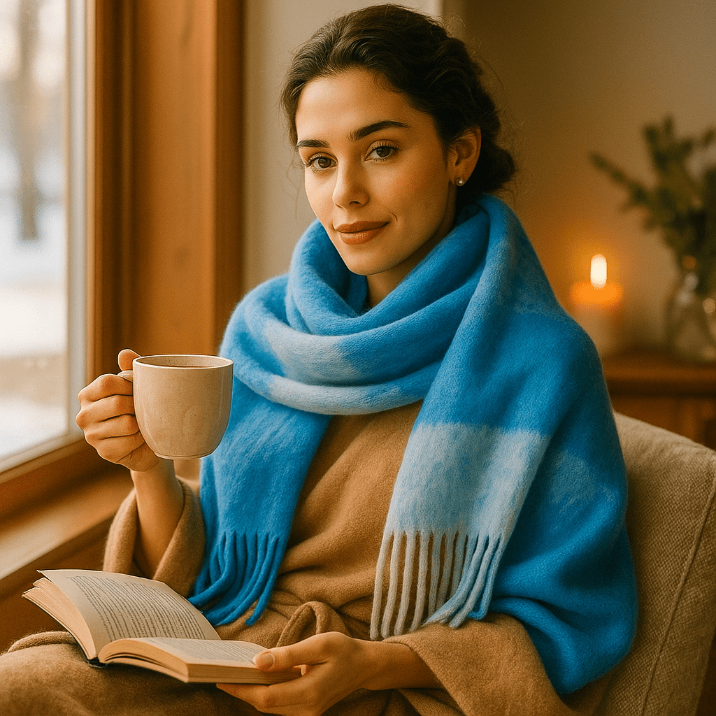Bufanda para mujer efecto lana gruesa con flecos largos - Naima
