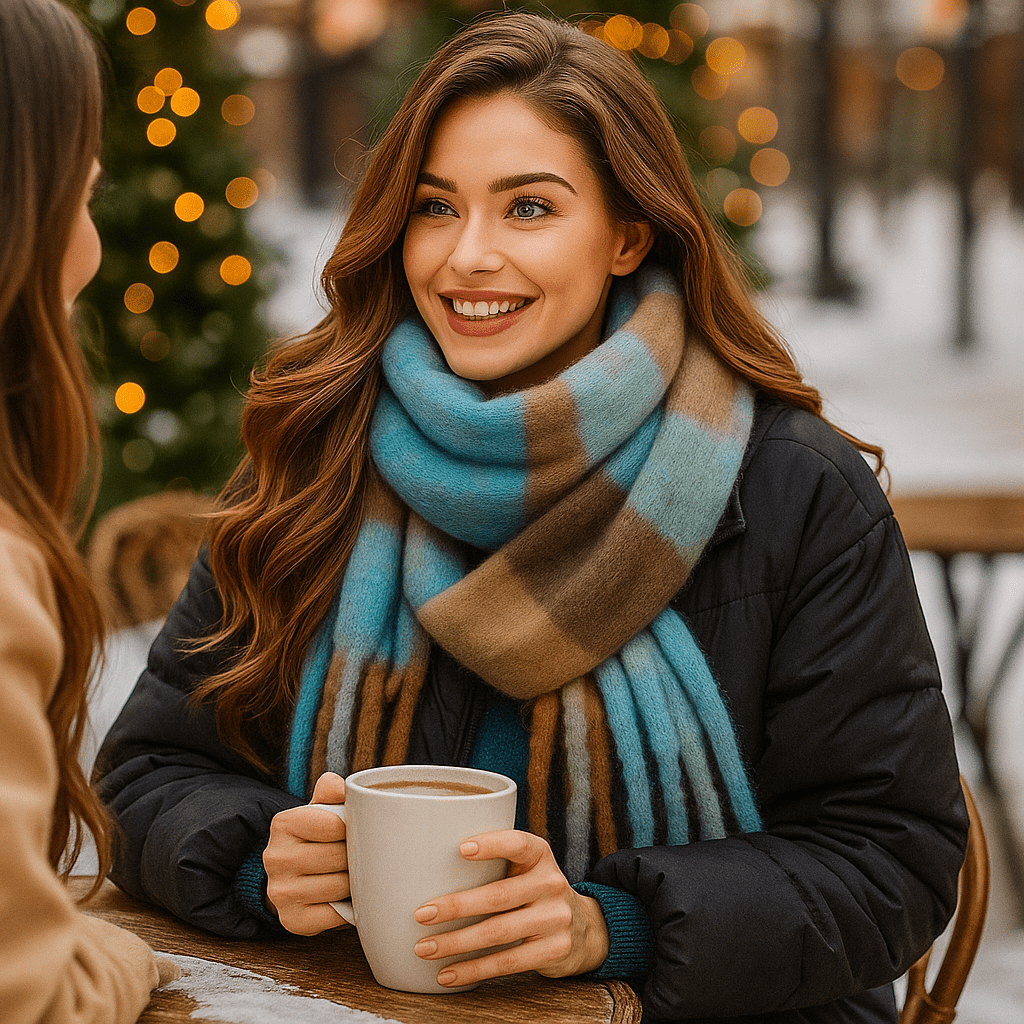 Bufanda para mujer efecto lana gruesa con flecos largos - Naima