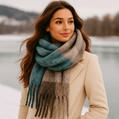 Bufanda para mujer efecto lana gruesa con flecos largos - Naima