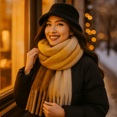 Bufanda para mujer efecto lana gruesa con flecos largos - Naima