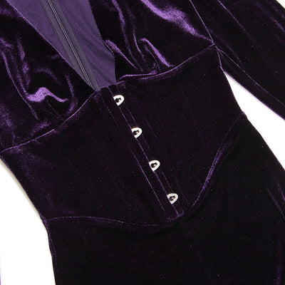 Clara - Minivestido de terciopelo muy escotado con inserciones de malla