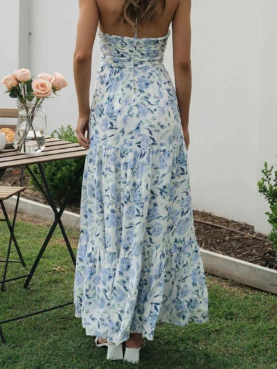 Susy - maxi vestido de verano con escote halterneck y estampado floral