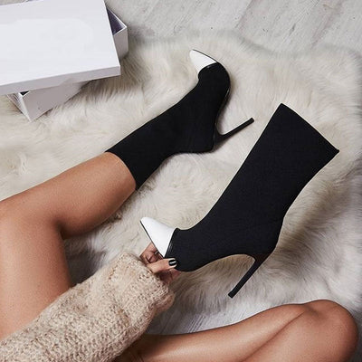 Madison - Botines de tacón alto con panel bicolor de moda