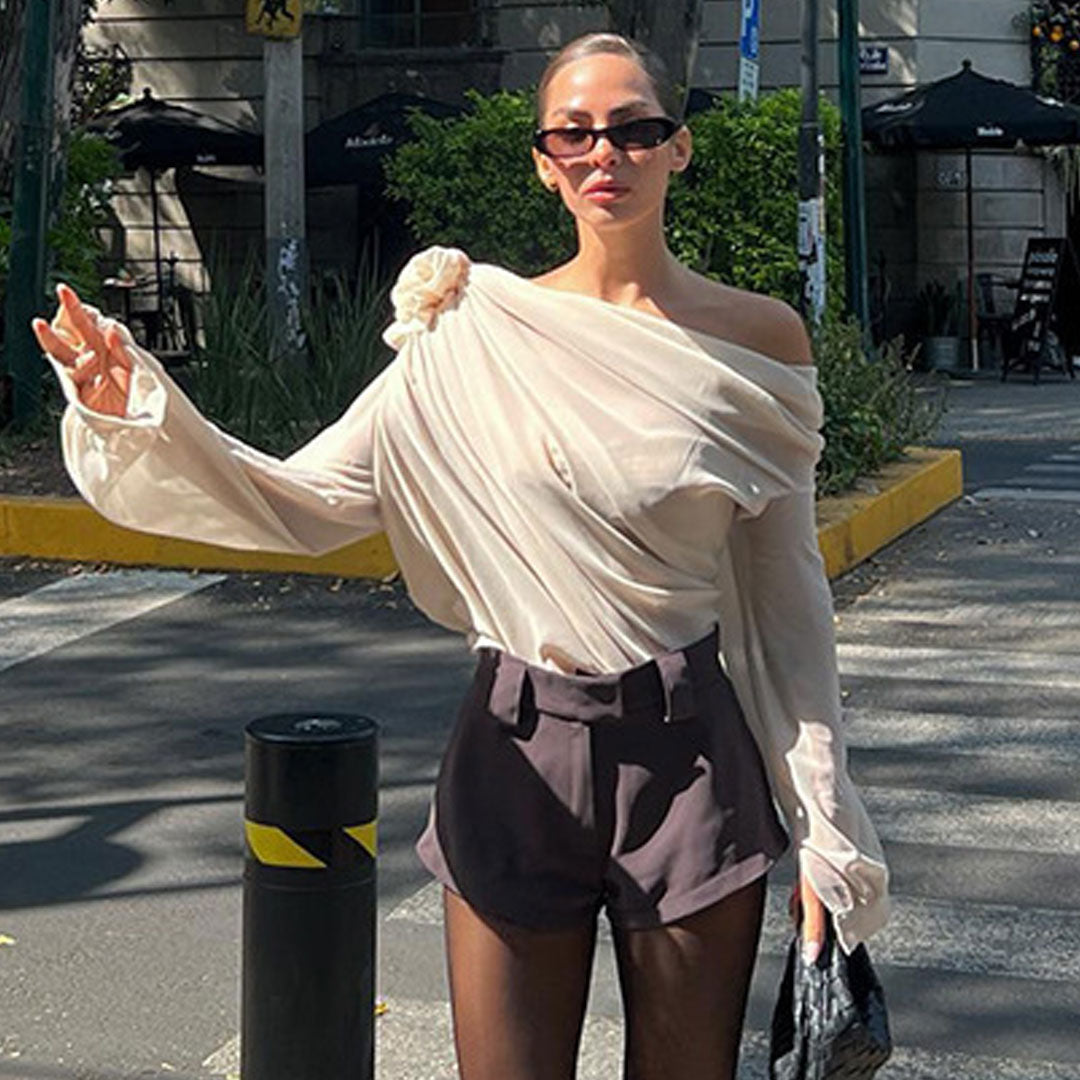 Margaret - Blusa de gasa con un hombro