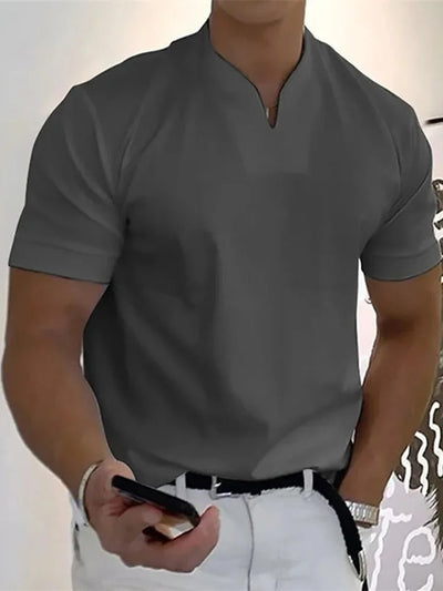 Camiseta de fitness ajustada con cuello en V para hombre