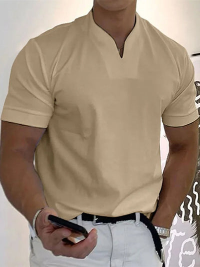 Camiseta de fitness ajustada con cuello en V para hombre