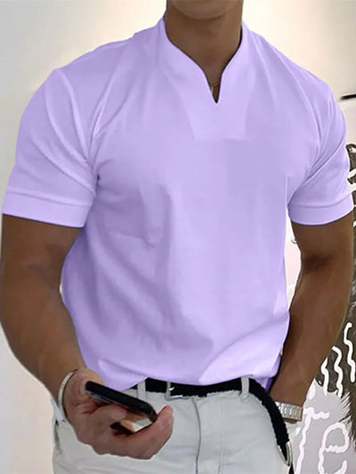 Camiseta de fitness ajustada con cuello en V para hombre