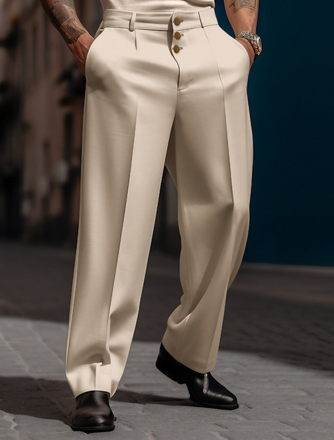 Victor - Pantalones de traje rectos y versátiles para el verano