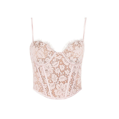 Olivia - Top corsé vintage de encaje y satén