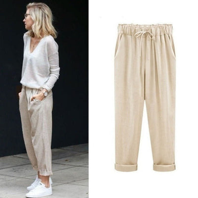 Pantalones de verano para mujer - estilo casual con cordón de ajuste