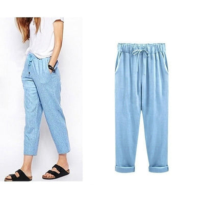 Pantalones de verano para mujer - estilo casual con cordón de ajuste