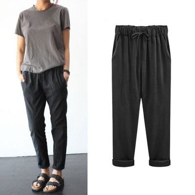 Pantalones de verano para mujer - estilo casual con cordón de ajuste
